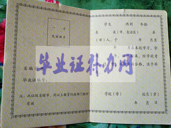 湖北省高中畢業證內頁