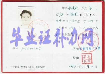 廣東省高中畢業證內頁