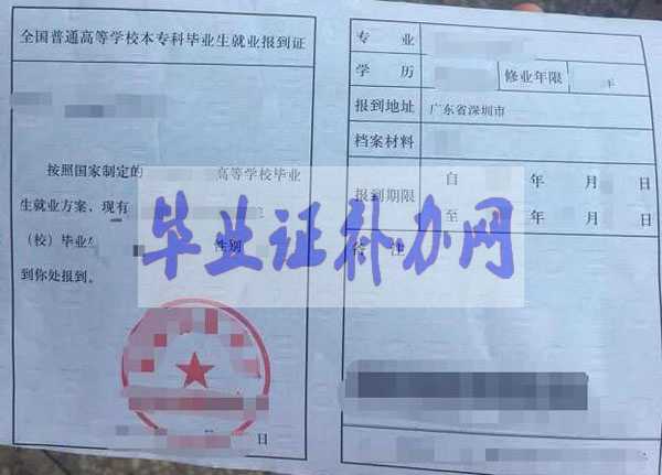 河南省就業報到證樣本圖片模板