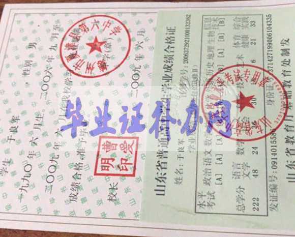 山東省高中畢業證模板電子版免費下載